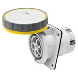 10° ANGLED FLUSH-MOUNTING SOCKET-OUTLET HP - IP66/IP67 - 3P+E 63A 100-130V 50/60HZ - YELLOW - 4H - MANTLE TERMINAL