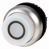 Illuminated pushbutton actuator, RMQ-Titan, Extended, maintained, White, inscribed 0, Bezel: titanium