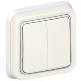 Switch Plexo IP 55 - 2 gang 2-way - 10 AX - 250 V~ - flush mounting - white