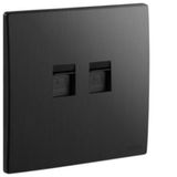 Double RJ45 socket outlet category 6 STP brushed black