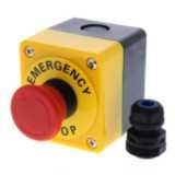 Emergency stop switch, 24 VAC/DC , 40 mm dia., push-lock/turn-reset,,S