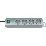 Primera-Line extension socket 4-way silver 1,5m H05VV-F 3G1,5 *FR*