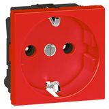 Arteor 2 Pole + Earth 16A German Standard Tamperproof Shuttered Socket Outlet 2 Module Red