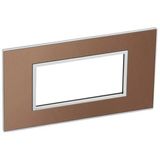 Italian / US standard plate Arteor square version 4 modules - brushed metal pink champagne