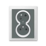 5513M-C02357 61 Double socket outlet with earthing pins, shuttered, with turned upper cavity