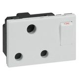 Arteor™ - South African type socket outlet - 16A 2P+E switched - shuttered - 3 modules - Soft Alu