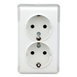 Compact socket outlet 2x2P+E, screw clamps, VISIO IP20,white