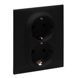 2X2P+E SCH SOCKET SHUTTERS, AUTO, BLACK