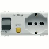 INTERLOCKED SWITCHED S.-OUTLET - 2P+E 16A - P40 - WITH RCBO 1P+N 16A - 230Vac - 4 MODULES - SATIN WHITE - CHORUSMART