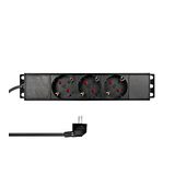 10" PDU, 3x Schuko, 1U, 2m-cable,  Black, ALU