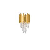 Gold Metal & Crystal LED E14 2x5 Watt 230 Volt IP20 Bulb Excluded D: 25 W: 15.5 H: 35 cm