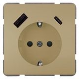 DELTA style malt gold USB-SCHUKO socket .... 5UB1870-1MG01