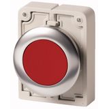 Pushbutton, RMQ-Titan, flat, maintained, red, blank, Front ring stainless steel