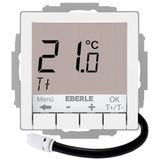 Concealed thermostat for controlling electrical temperature control systems, RAL9016 glossy 55x55, AC 230V, 1 NO contact 16 A, white backlighting