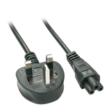 2m UK 3 Pin to C5 Mains Cable UK 3 Pin Plug to IEC C5 Connector