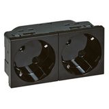 MOSAICMULTI SUPPORT 2X2P+E SCHUKO PREWIRED 4 MODULES INCLINED 45 BLACK SOCKET