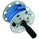 Coiler plastic, grey W 80mm with 100m wire blue