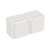 2 x 2P+E French std socket outlet Forix - surface mounting - 16 A-250 V~ - white