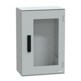 wall-mounting encl. polyester monobloc IP66 647x436x250mm 3p.lock glazed door