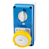 VERTICAL FIXED INTERLOCKED SOCKET OUTLET - WITH BOTTOM - WITH FUSE-HOLDER BASE - 2P+E 16A 100-130V - 50/60HZ 4H - IP67