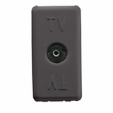 COAXIAL TV RESISTIVE SOCKET-OUTLET - IEC FEMALE CONNECTOR 9,5mm - DIRECT - 1 MODULE - SYSTEM BLACK