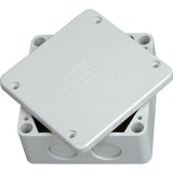 Junction box, surface mounted, for humid