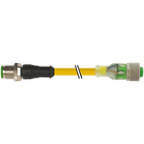 M12 male 0° / M12 female 0° A-cod. LED PUR 4x0.34 ye UL/ CSA+drag 1.5m