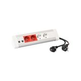 Desk unit equipped with 2 SCH sockets, 2 keyed SCH sockets, 2 RJ45 CAT6 UTP