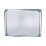 Cap, transparent smoky gray, lockable, HxWxD=500x375x100mm