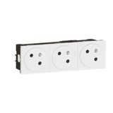 Surface Mosaic Link 45° Angled Triple Pre-Wired Outlet - White