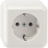 SCHUKO socket, plug-in terminals, polar white, surface-mounted