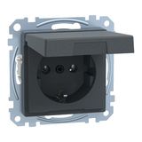 SCHUKO socket with hinged lid, plug-in terminals, anthracite, system M