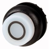 Illuminated pushbutton actuator, RMQ-Titan, Extended, momentary, White, inscribed 0, Bezel: black