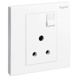 Galion - 1 gang British Standard switched single pole socket outlet - 5A - White