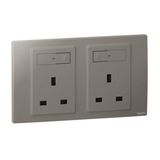 Mallia Senses - Switched double british standard 13a outlet - Dark Silver