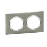 Dooxie square plate 2 stations brushed stainless steel effect finish