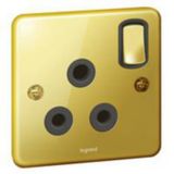 Synergy™ Authentic - 1 gang switched single pole socket outlet 15A Glossy gold