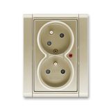5593F-C02357 33 Double socket outlet with earthing pins, shuttered, with turned upper cavity, with surge protection