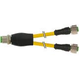 Y-Distributor M12 male/M12 female 0° A-cod. PUR 3x0.34 ye +drag ch. 1m