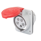 10° ANGLED FLUSH-MOUNTING SOCKET-OUTLET HP - IP44/IP54 - 3P+N+E 16A 380V/440V 50HZ/60HZ - RED - 3H - SCREW WIRING