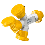 MULTIPLE SOCKET-COUPLERS 3 OUTPUTS IP67 - PLUG 16A - 2 SOCKET-OUTLETS 3P+E 110V 50/60HZ - YELLOW - 4H