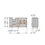 Stackable 2-conductor PCB terminal block with commoning option 2.5 mm²