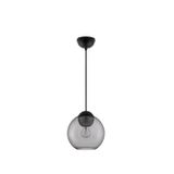 Matt Black Metal  & Light Gray Glass  LED E27 Watt 1x12 230 Volt  IP20 Bulb Excluded  D: 24 H1: 24.8 H2: 183.8 cm Adjustable height