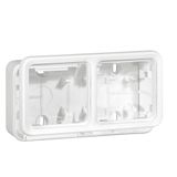 Box with glands Plexo IP55 antibact-2 gang-horiz mounting-modular-Artic white