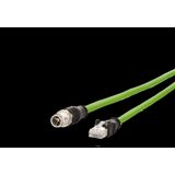 M12 Industrial Ethernet cable, X-coded, 1.0 m, M12 plug straight - RJ4