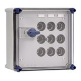 Power distribution enclosure 40A 4p 3x25+busbar