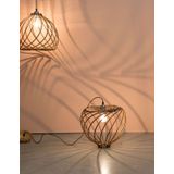 Natural Wood Brown Fabric Cable LED E27 1x12 Watt 230 Volt IP20 Bulb Excluded D: 35 H1: 30 H2: 230 cm Adjustable height UPSIDE DOWN