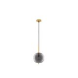 Brass Gold Metal & Smoky Glass Black Fabric Wire LED E14 1x5 Watt 230 Volt IP20 Bulb Excluded D: 18.5 H: 120 cm Adjustable height