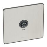 Synergy Sleek Screened TV Socket Single Male Brushed Stainless Steel