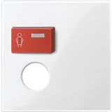 Central plate for call module with call button and plug contact, polar white glossy, system M